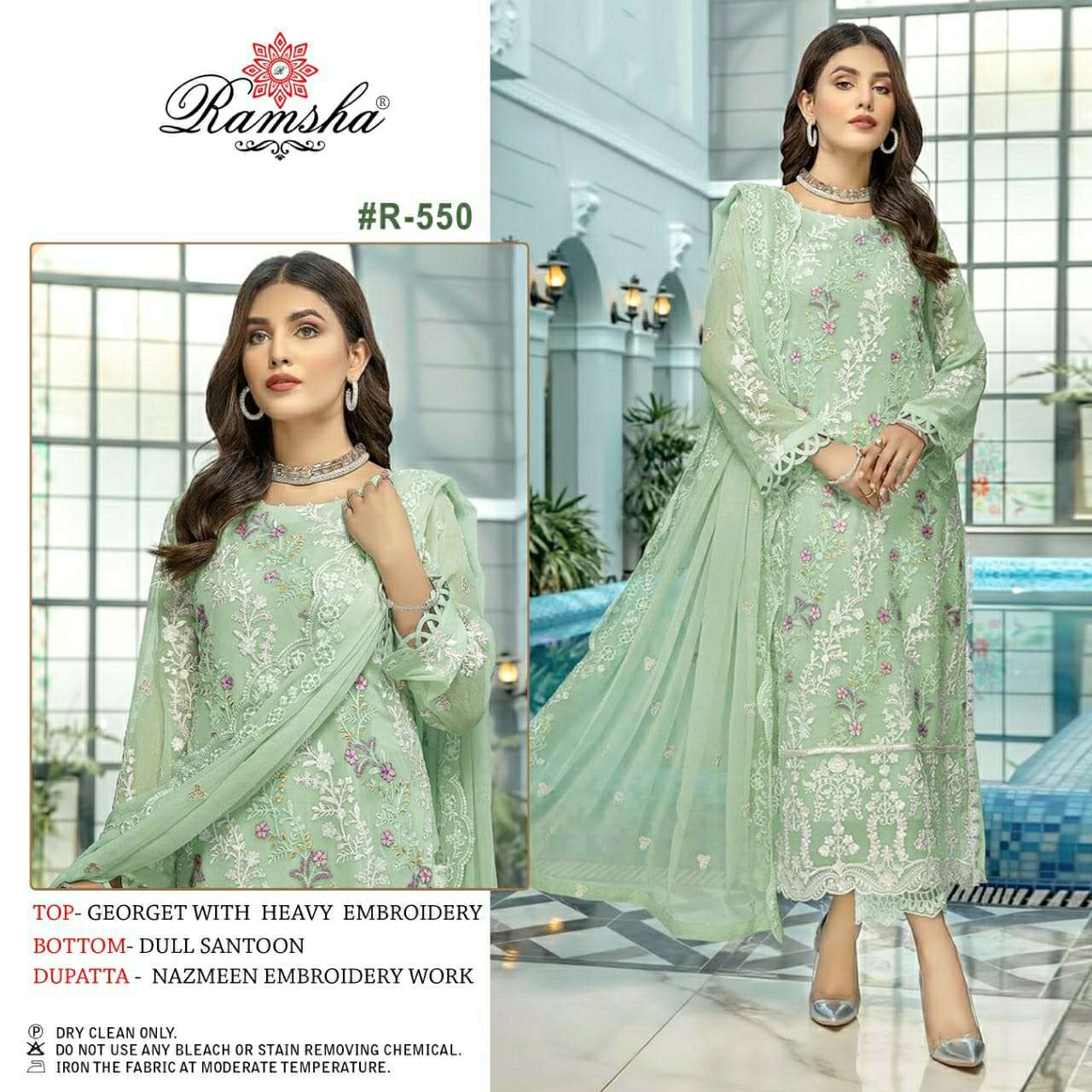 ramsha r 550 georgette embroidery pakistani suits