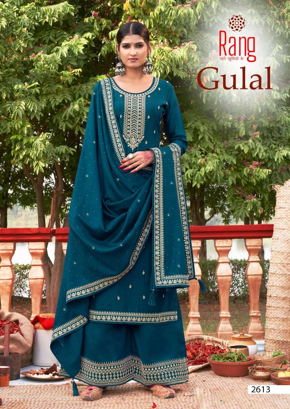 rang present gulal vichitra silk codding work designer suits