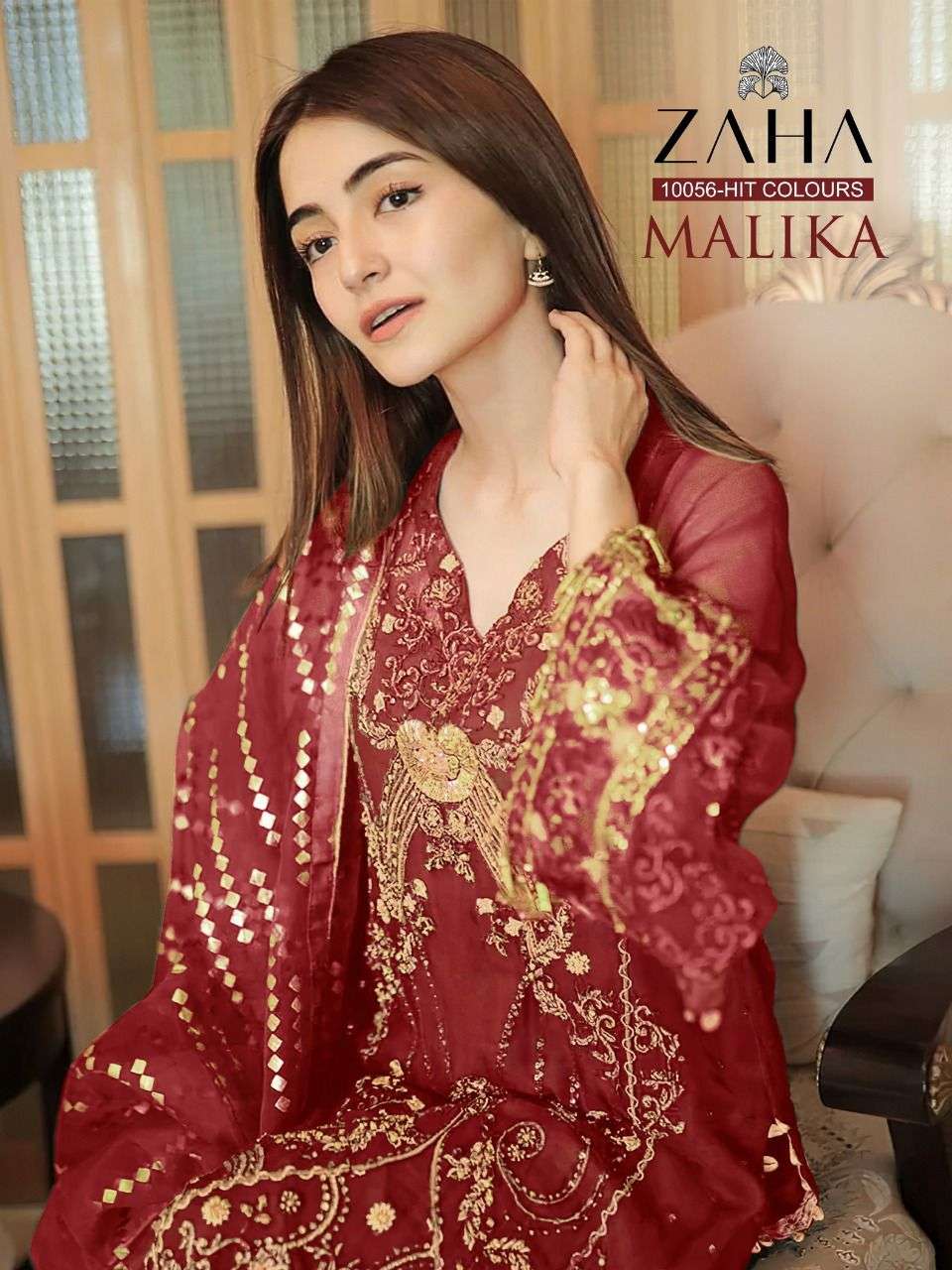 zaha malika 10056 colours georgette heavy embroidery pakistani dresses