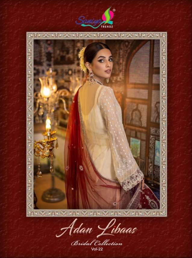 adan libaas vol 22 by saniya trendz georgette heavy pakistani dresses