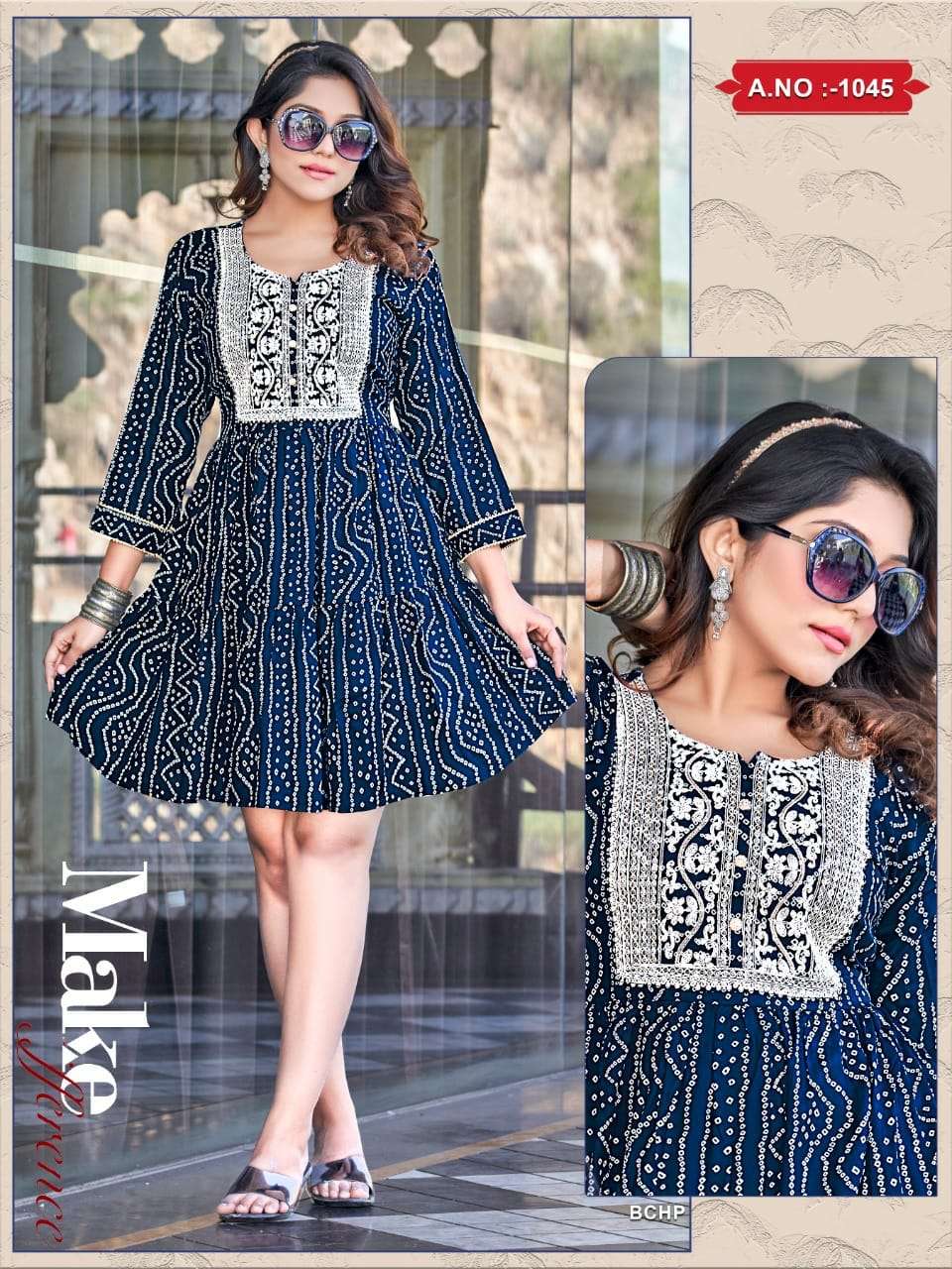 BEAUTY 1045 BANDNI RAYON PRINT KURTI WHOLESALER BEST RATE