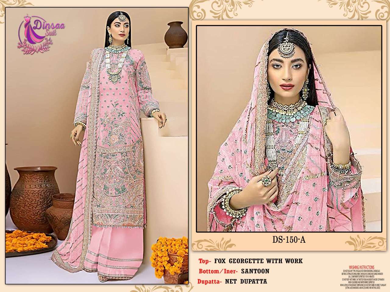 dinsaa suit 150 georgette work pakistani fancy dresses