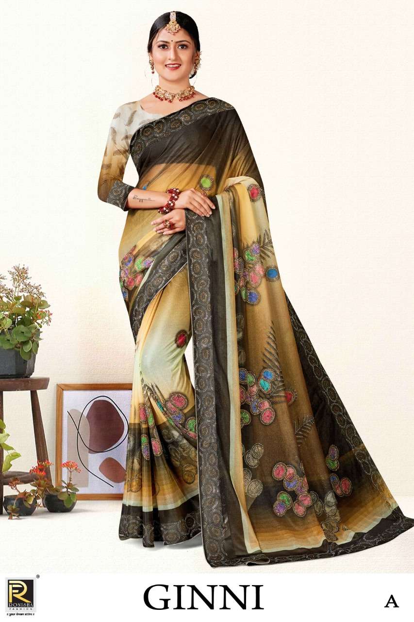 Ginni by ranjna saree siroski diamond digital prints designer saree beautiful collection 