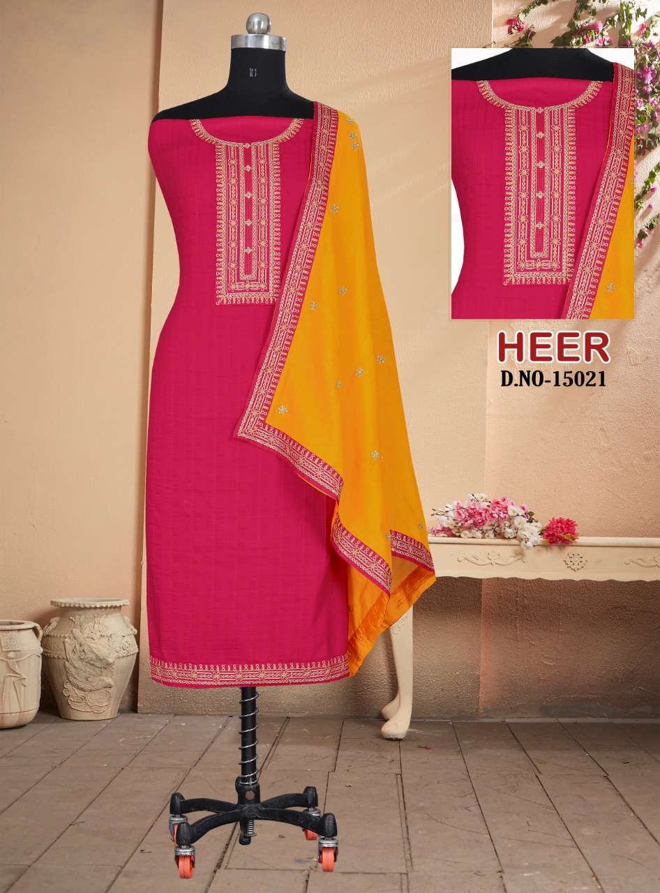 heer by panch ratna silk with work casual dress materials