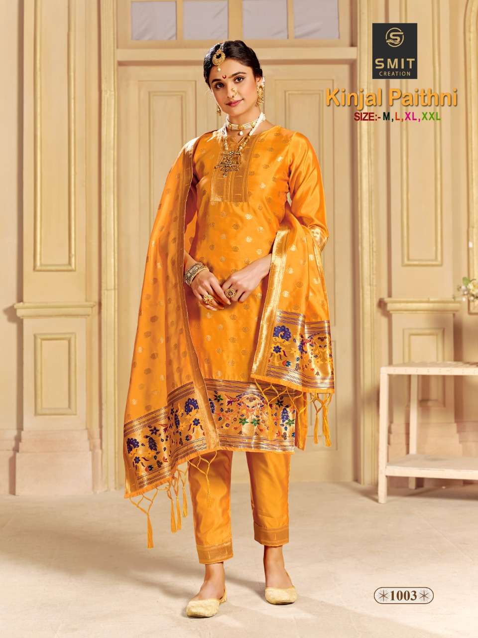 kinjal paithni by poonam readymade 3 piece paithani suit