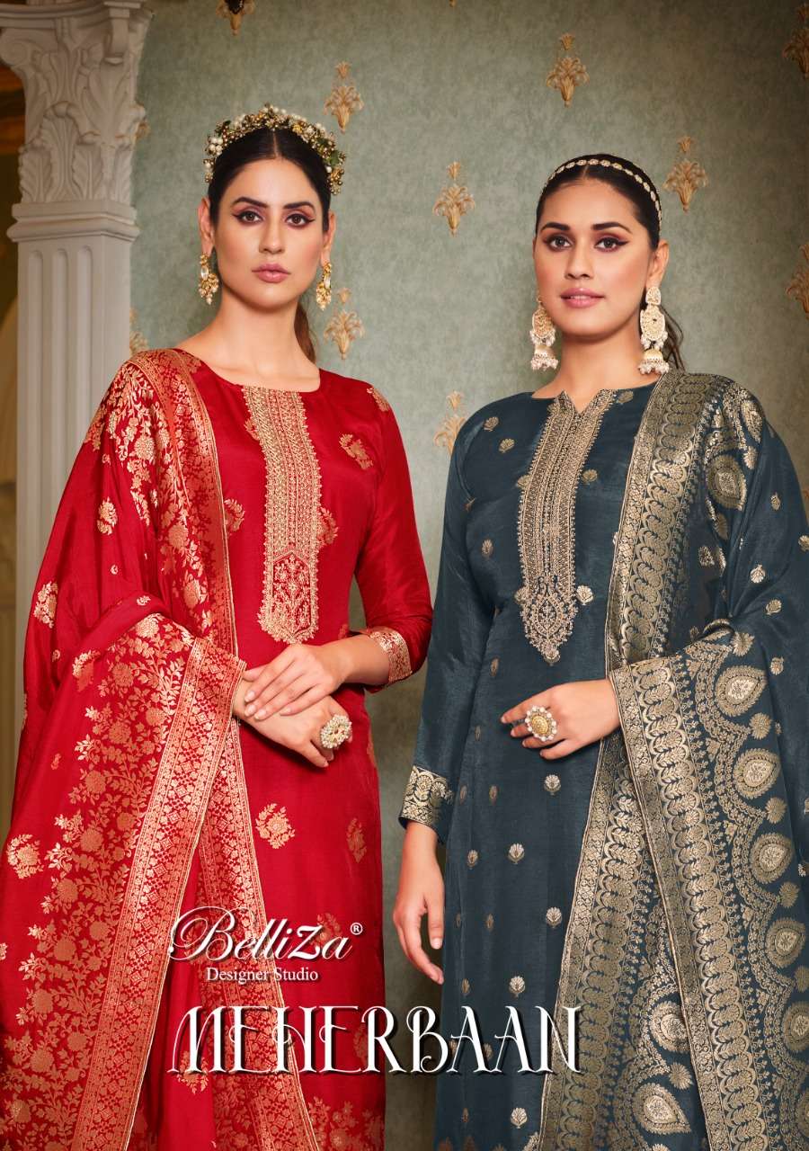 meherbaan by belliza viscose dola jacquard designer salwar kameez