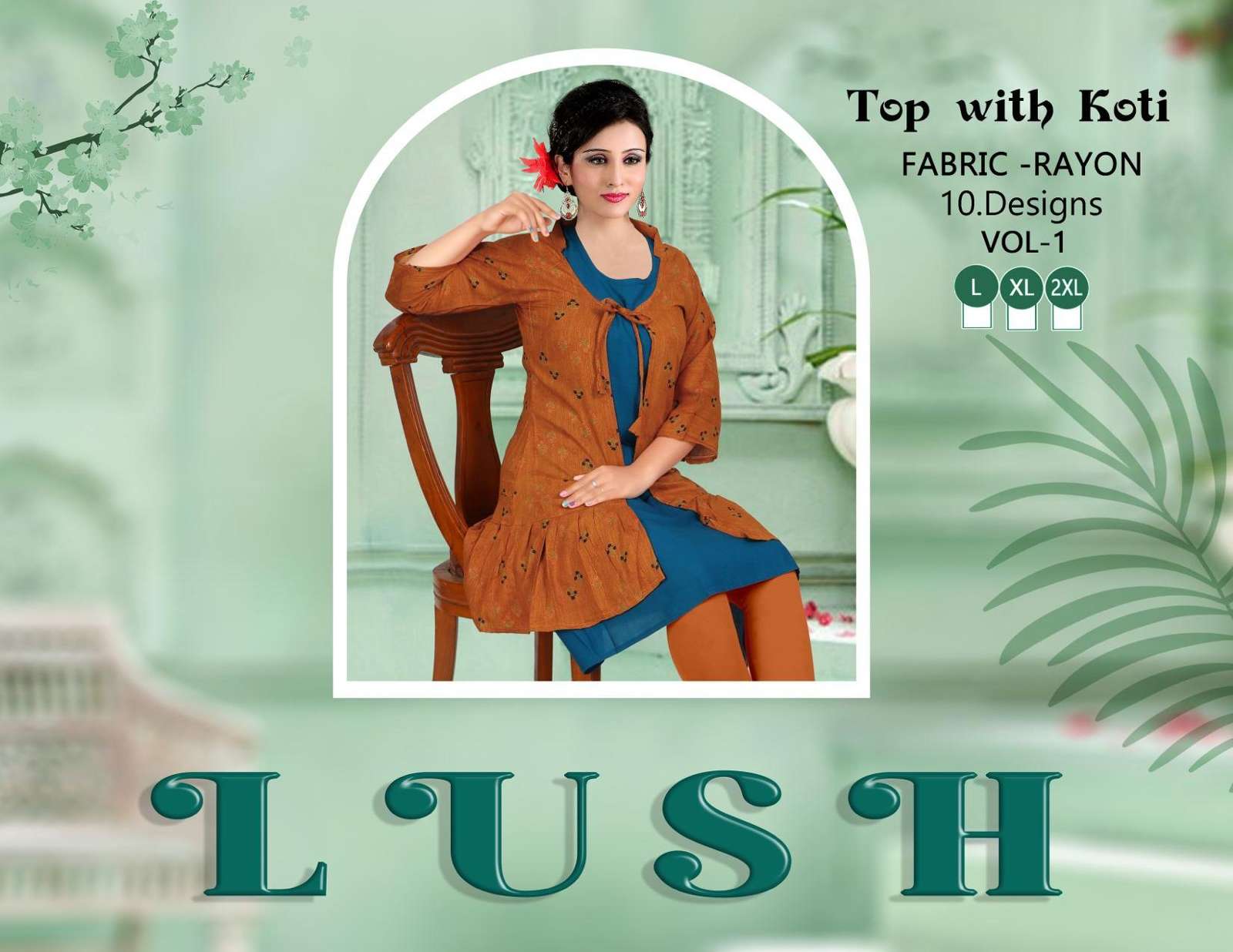 PLATINUM LUSH V.1  Reyon plain + Reyon procian print KURTI CATALOG WHOLESALER BEST RATE