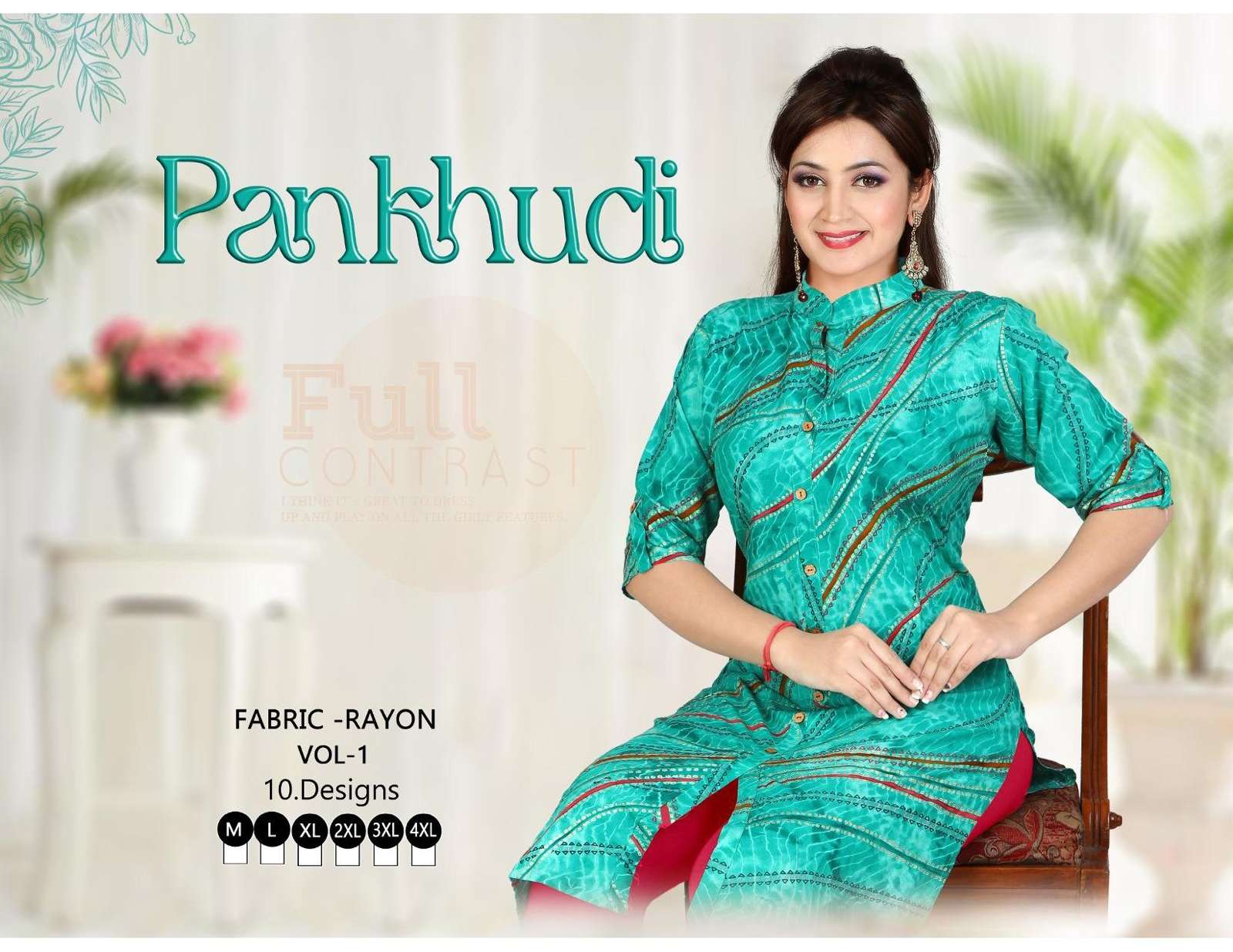 PLATINUM PANKHUDI Reyon procian foil print KURTI CATALOG WHOLESALER BEST RATE