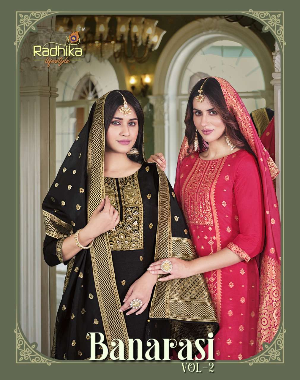 radhika lifestyle banarasi vol 2 dola silk weaving readymade suit exporter