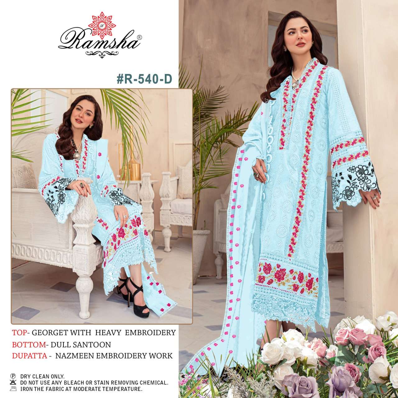 ramsha 540 nx light chart pakistani embroidery dresses 