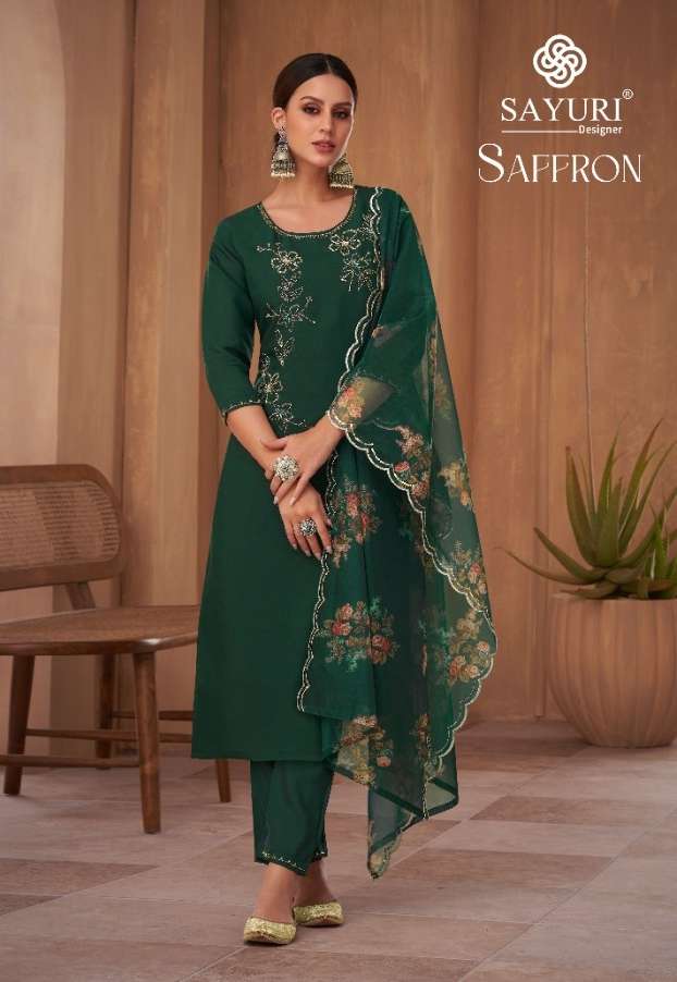 saffron by sayuri designer viscose silk readymade 3 piece salwar kameez