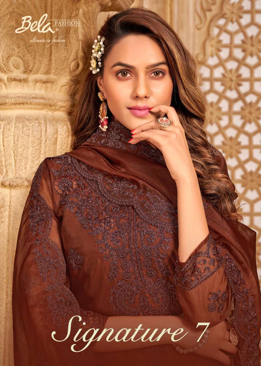 signature vol 7 by bela organza coding work fancy salwar kameez