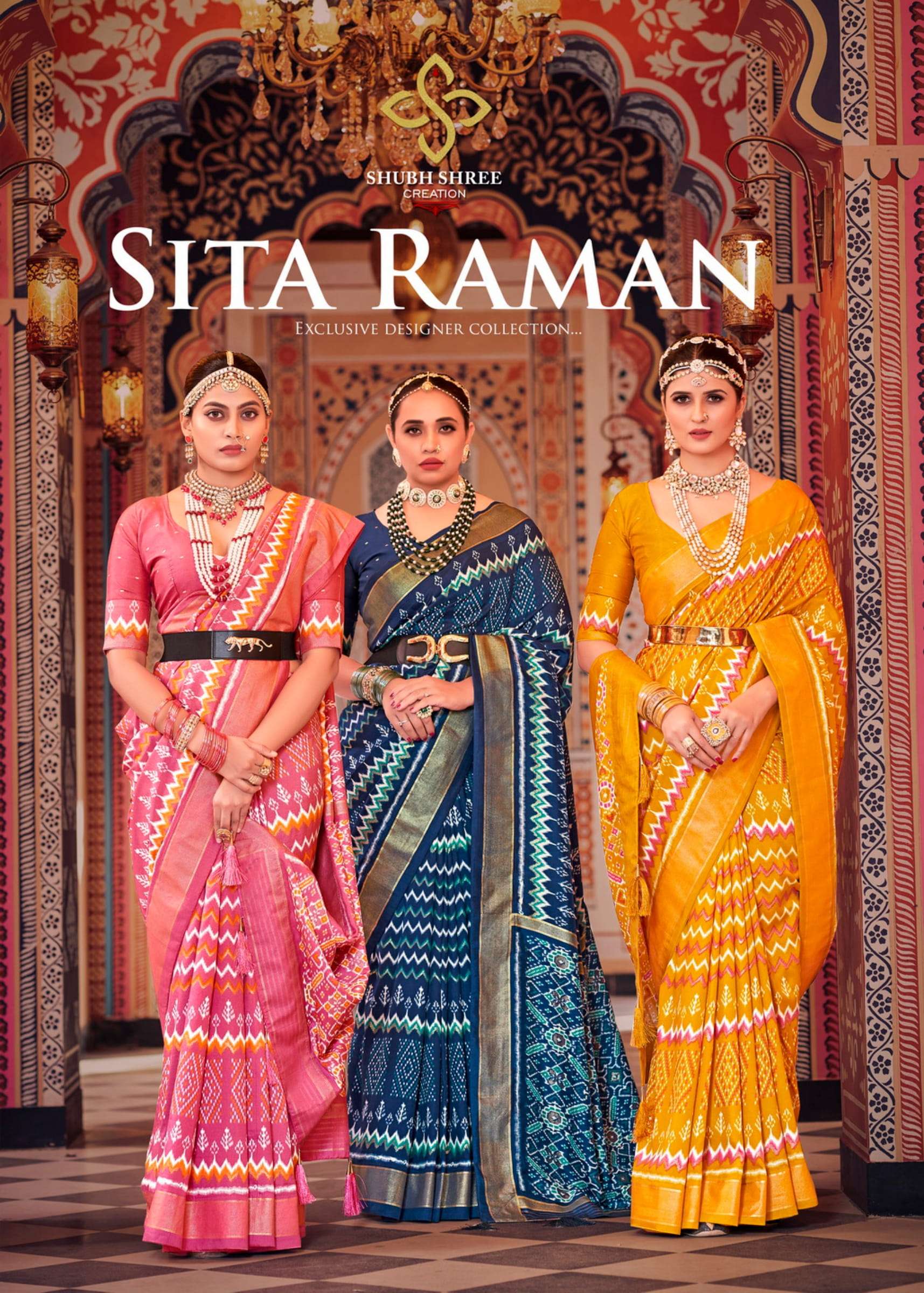 sita raman by shubh shree creation velvet tusser silky fancy saree