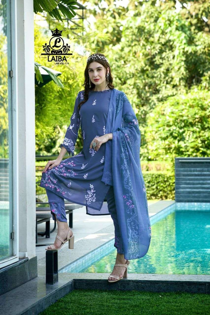 am vol 174 dark by laiba designer georgette eid special pakistani readymade suit