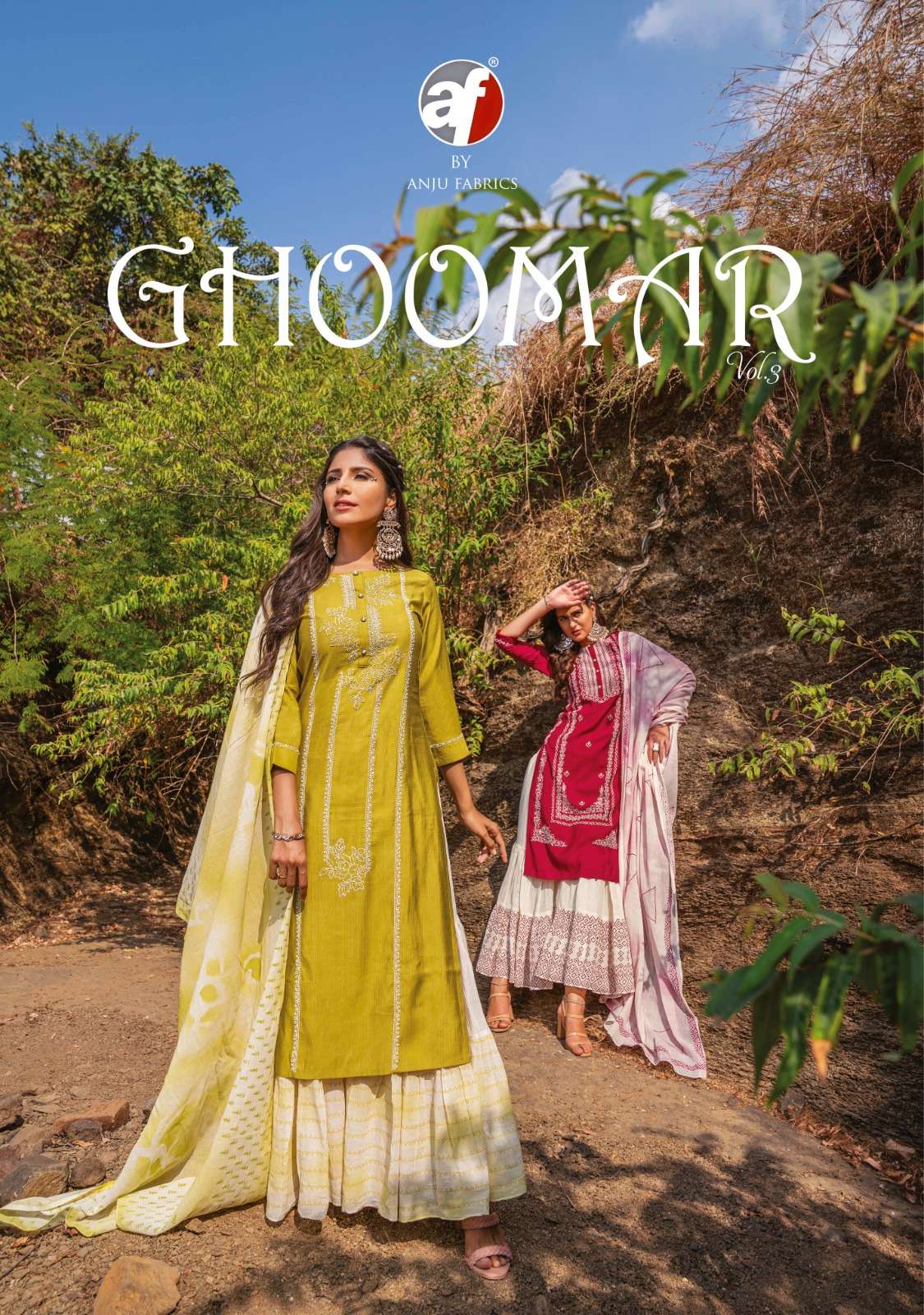 anju fabrics ghoomer vol 3 kurti gharara with dupatta exclusive collection 