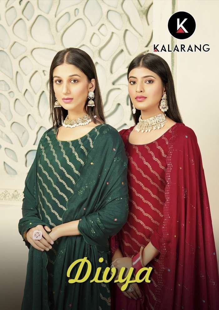 divya by kalarang dola jacquard work designer suit supplier