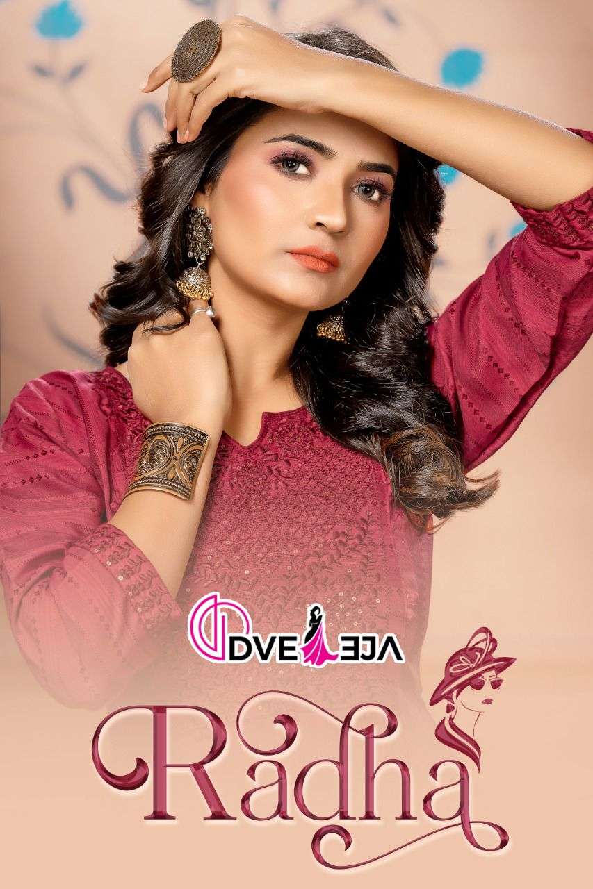 DVEEJA RADHA VOL-1 FANCY REYON DOBBY KURTI CATALOG WHOLESALER BEST RATE