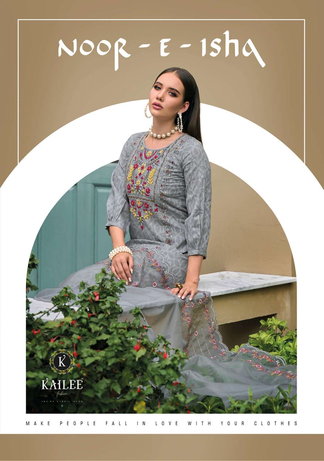 kailee fashion noor e ishq readymade 3 piece top with pant and dupatta set 