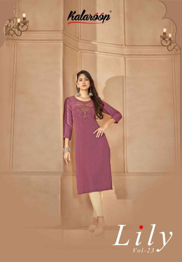 kalaroop lily vol 23 rayon work casual wear kurti