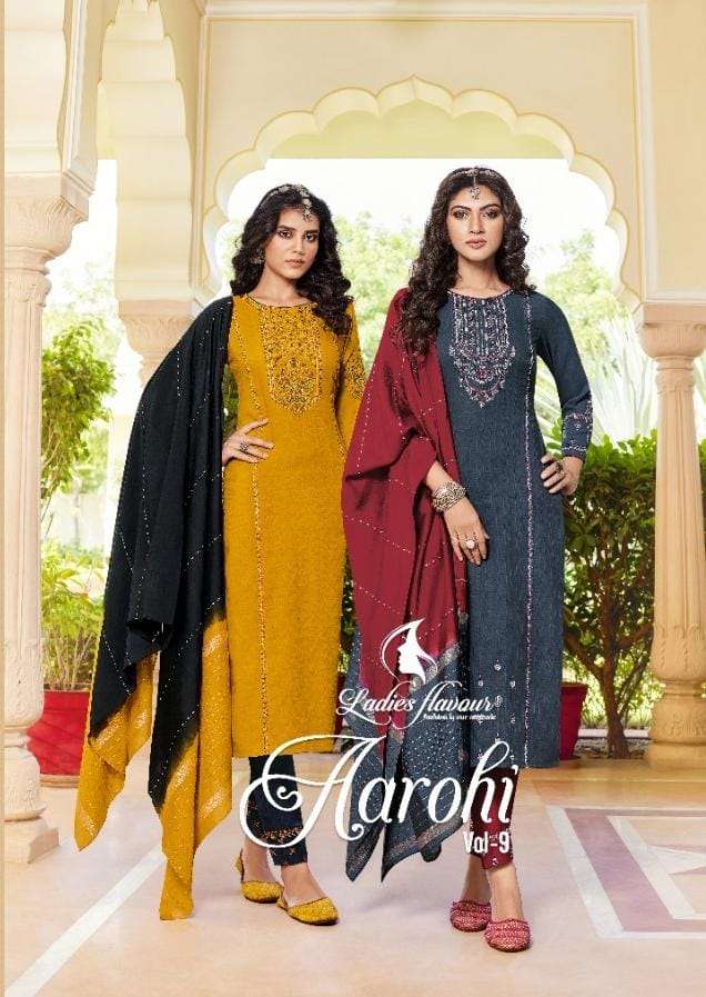 ladies flavour aarohi vol 9 readymade 3 piece salwar kameez