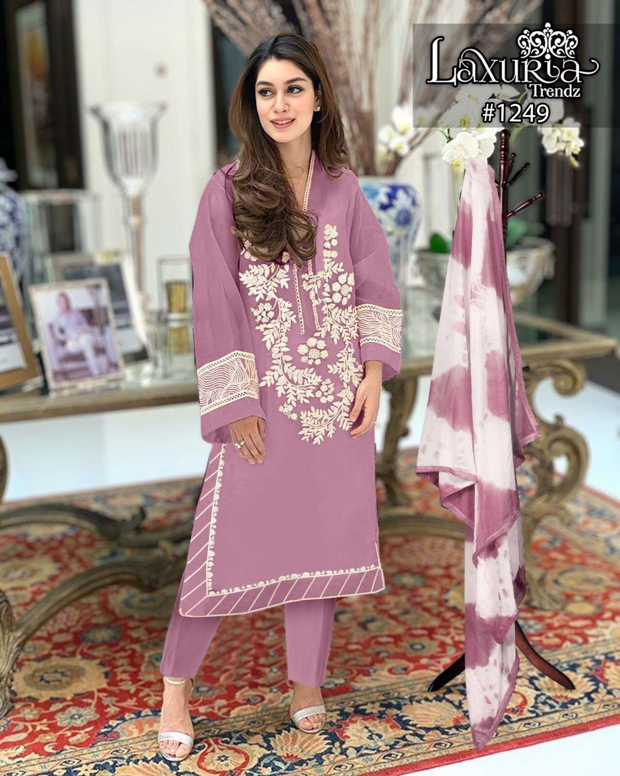 laxuria trendz 1249 pakistani georgette readymade kurtis pent dupataa 