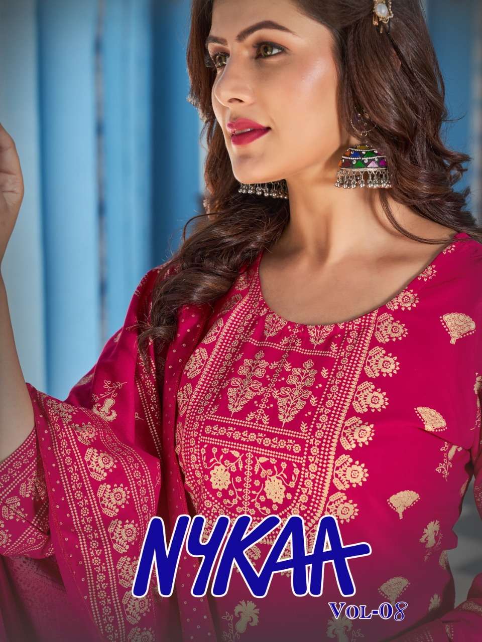 nykaa vol 8 readymade top with pant and dupatta set 