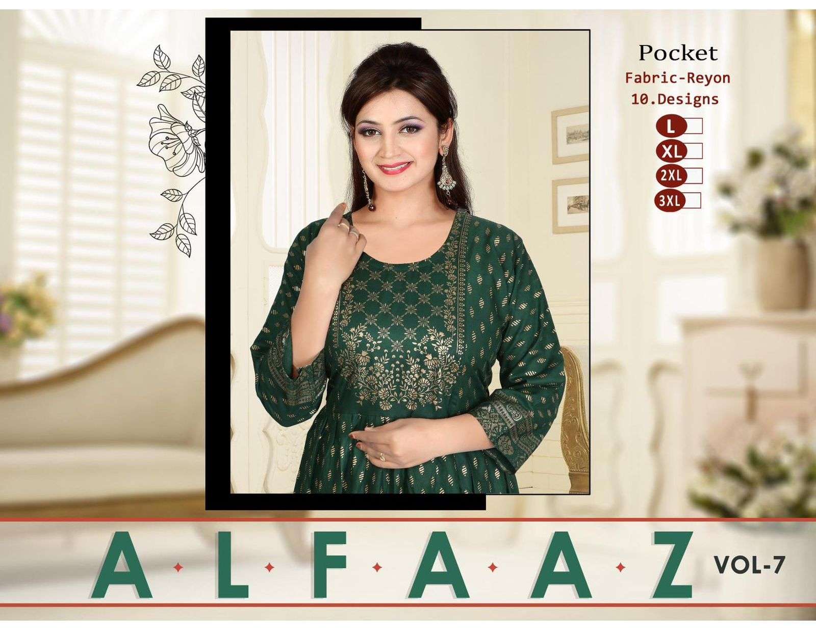 PLATINUM ALFAAZ V.7 RAYON KURTI CATALOG WHOLESALER BEST RATE