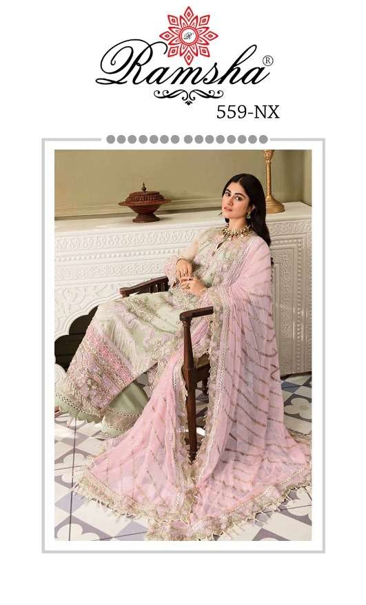 ramsha 559 nx georgette work pakistani dress materials