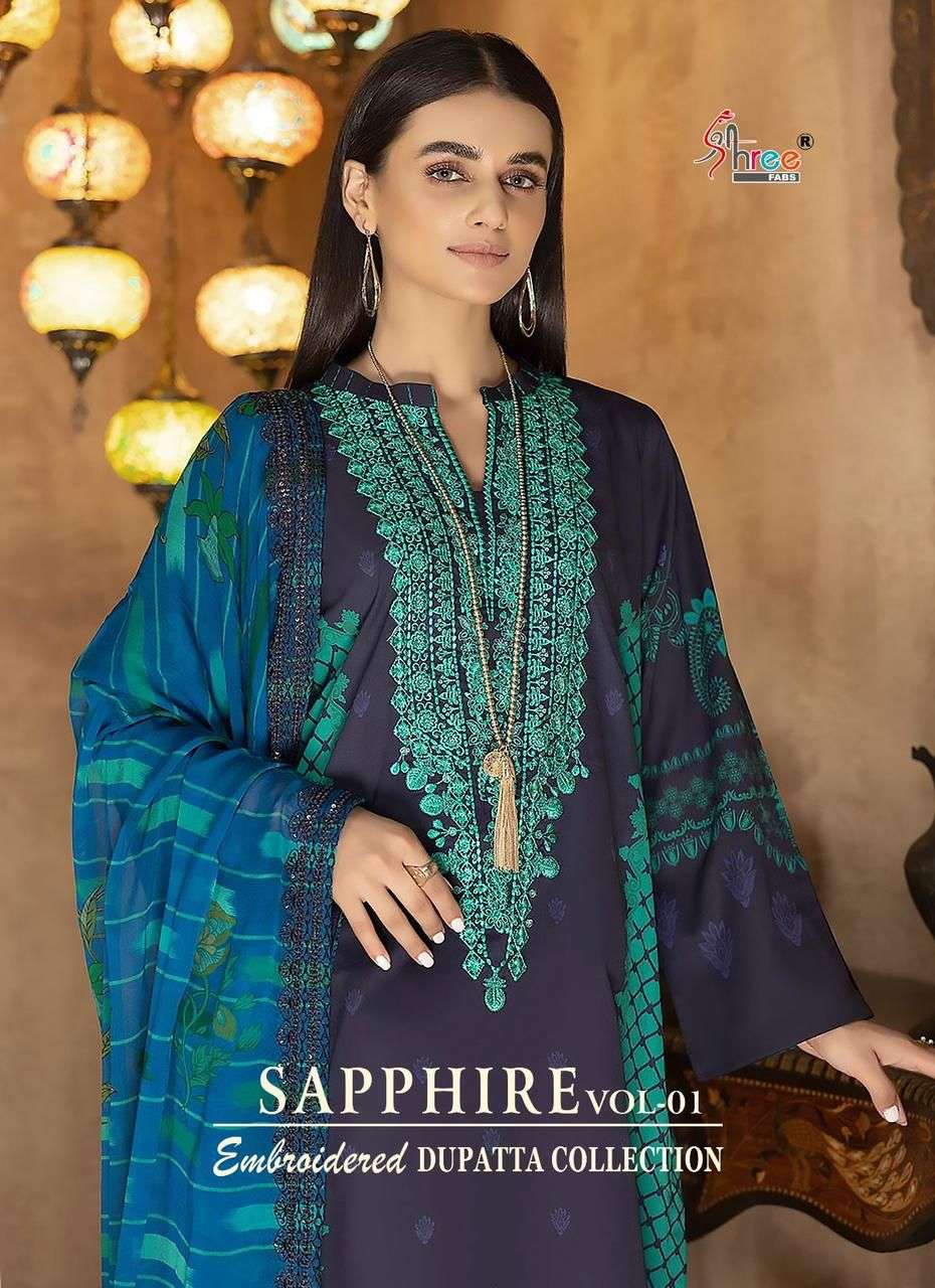 sapphire embroidered dupatta collection vol 1 by shree fabs cotton pakistani dresses