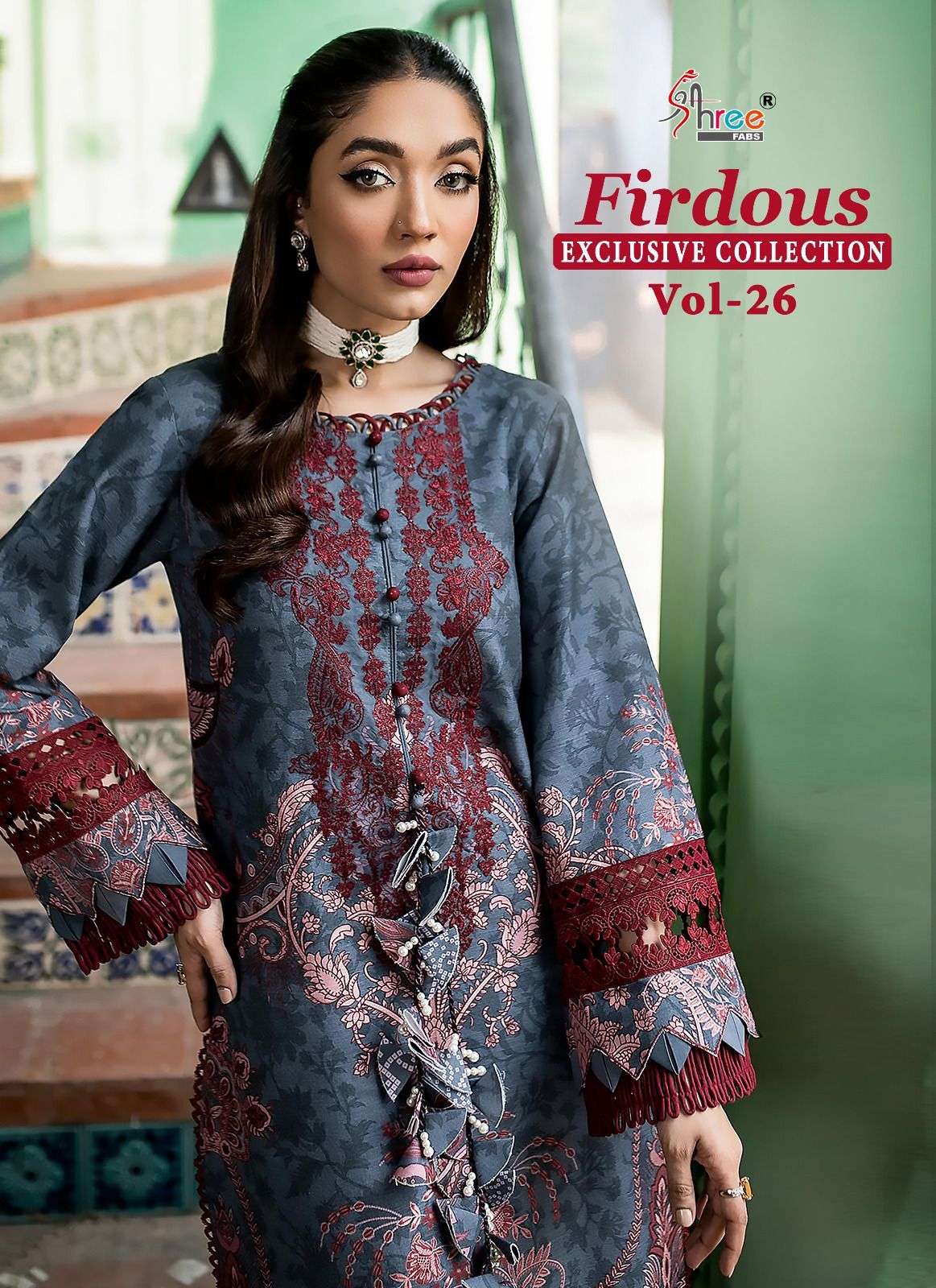 shree fabs firdous exclusive vol 26 cotton patch work pakistani suit