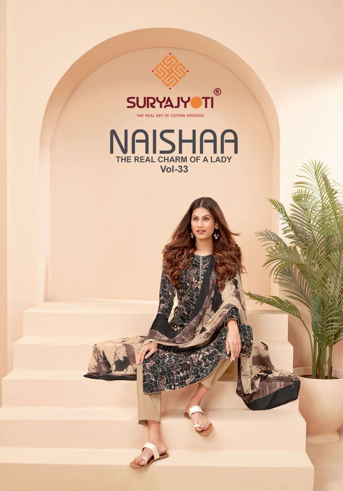 suryajyoti naisha vol 33 satin cotton ladies unstitched suit wholesale 