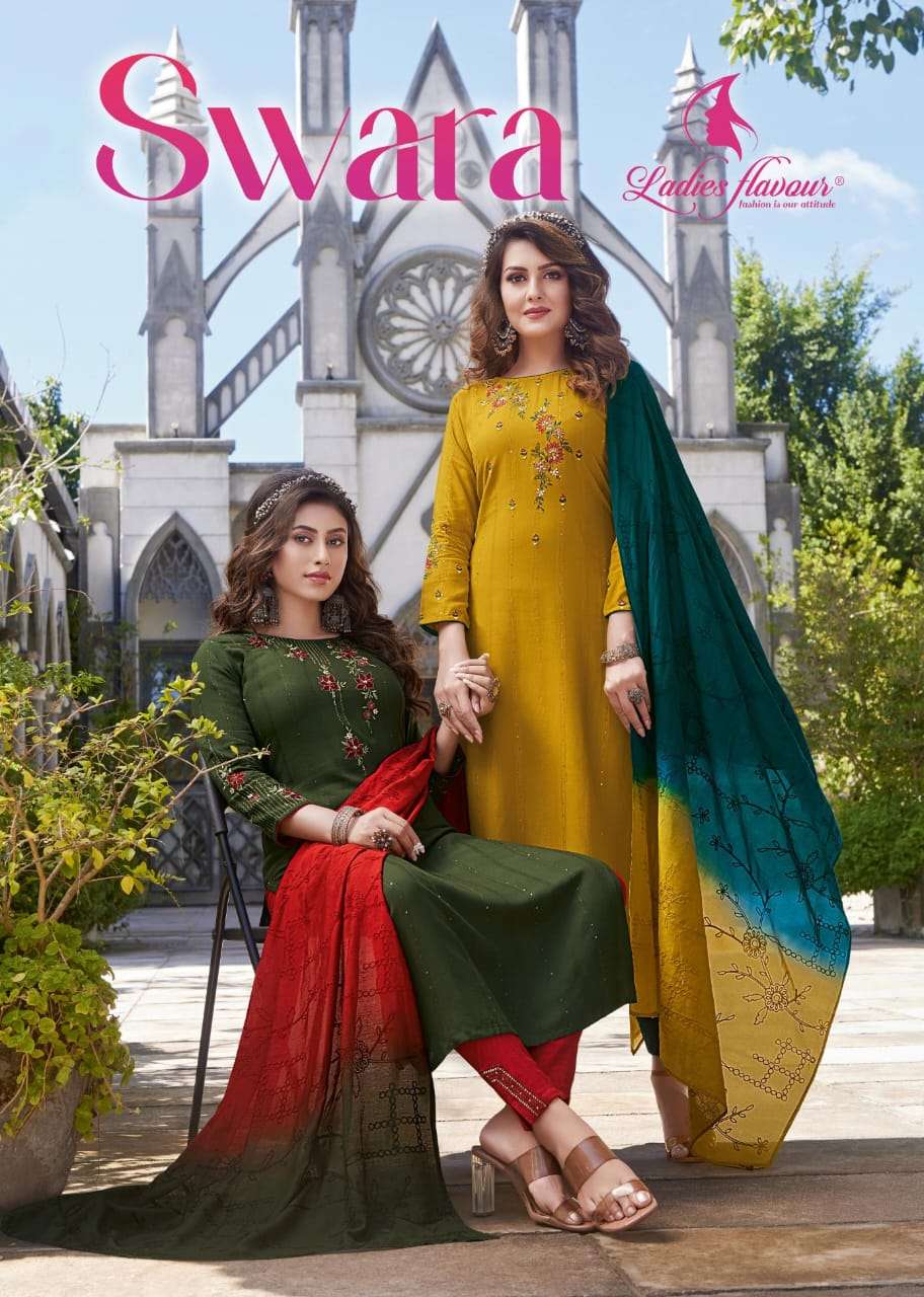 swara by ladies flavour viscose readymade 3 piece salwar kameez