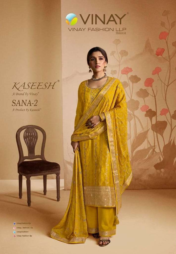 vinay sana vol 2 dola jacquard rich embroidery fancy suit supplier