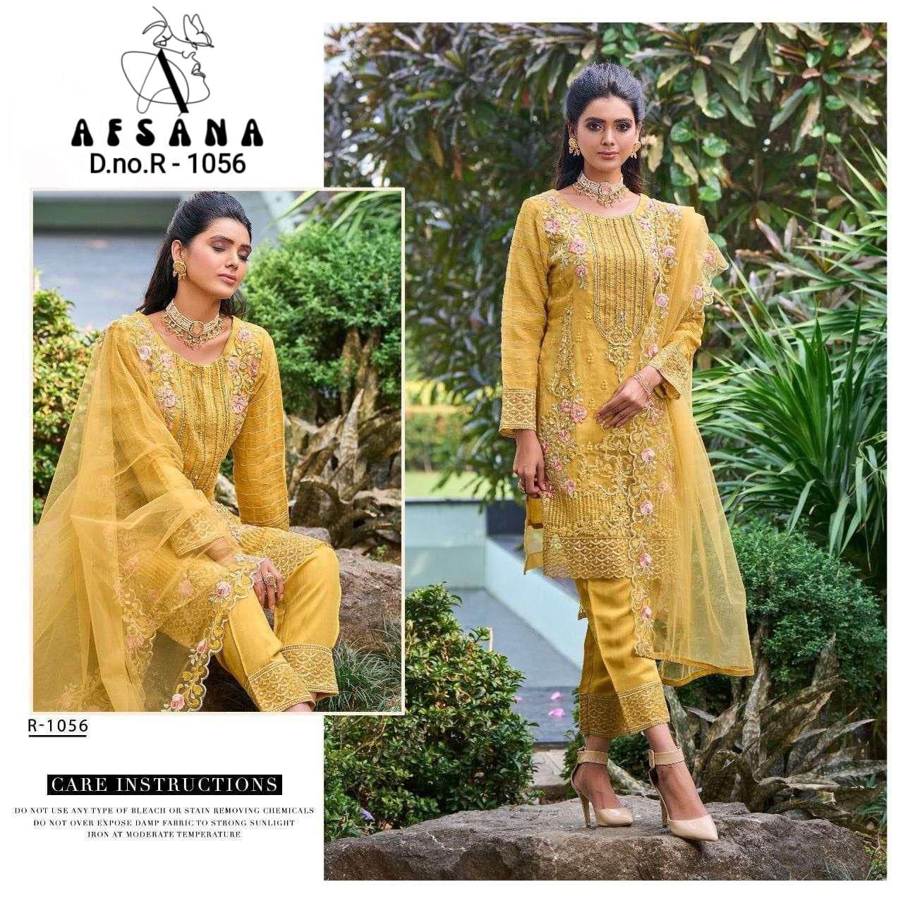 afsana d no 1056 organza embroidery pakistani 3 piece readymade collection