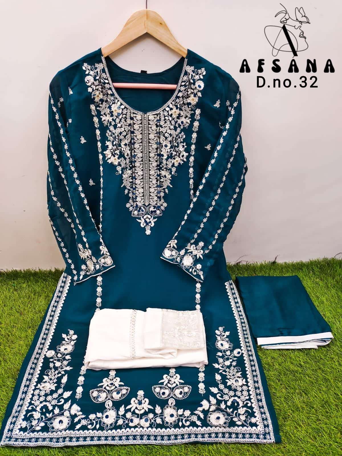 afsana d no 32 georgette readymade 3 piece pakistani suits