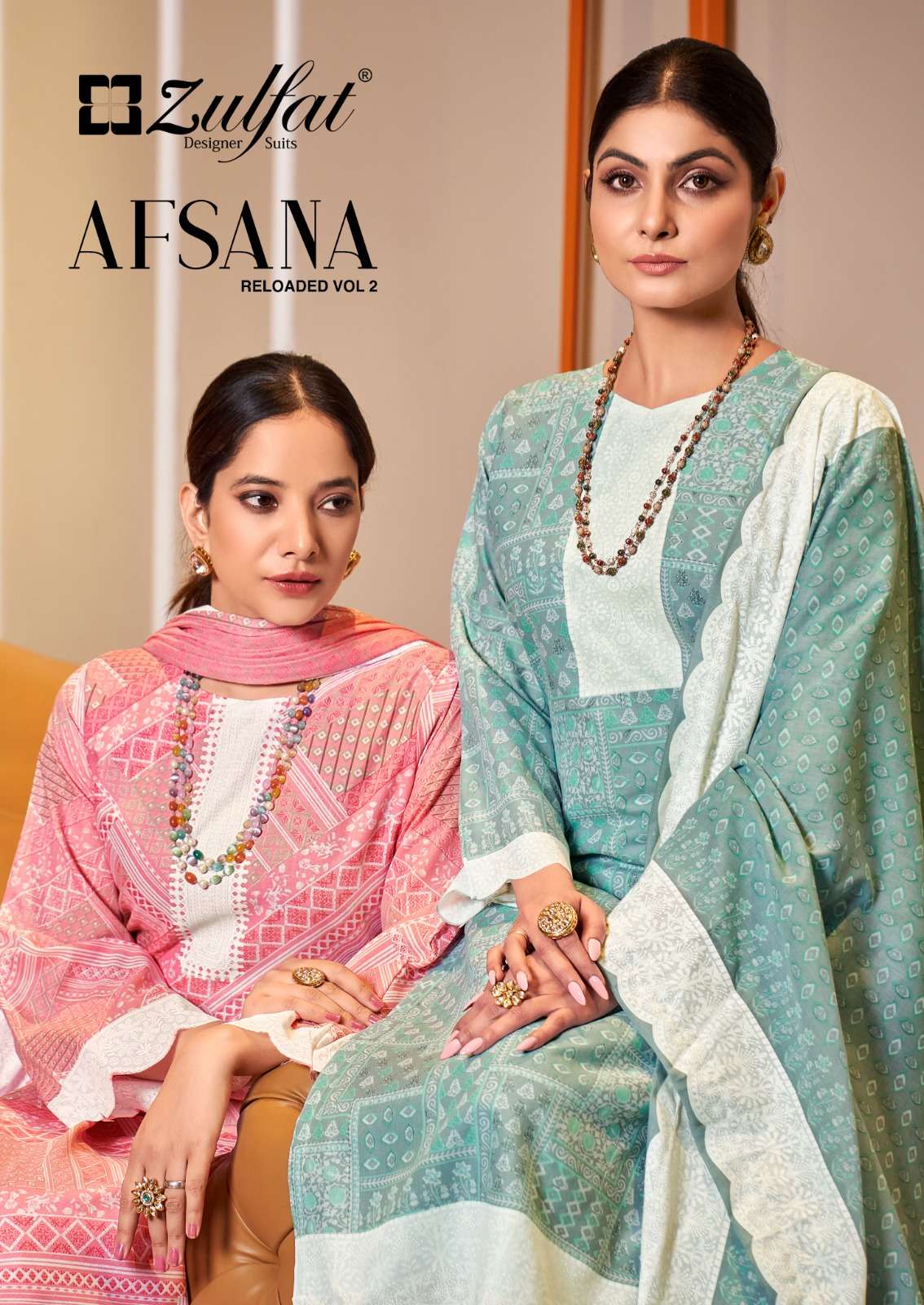 afsana vol 2 by zulfat exclusive pure cotton designer printed suit