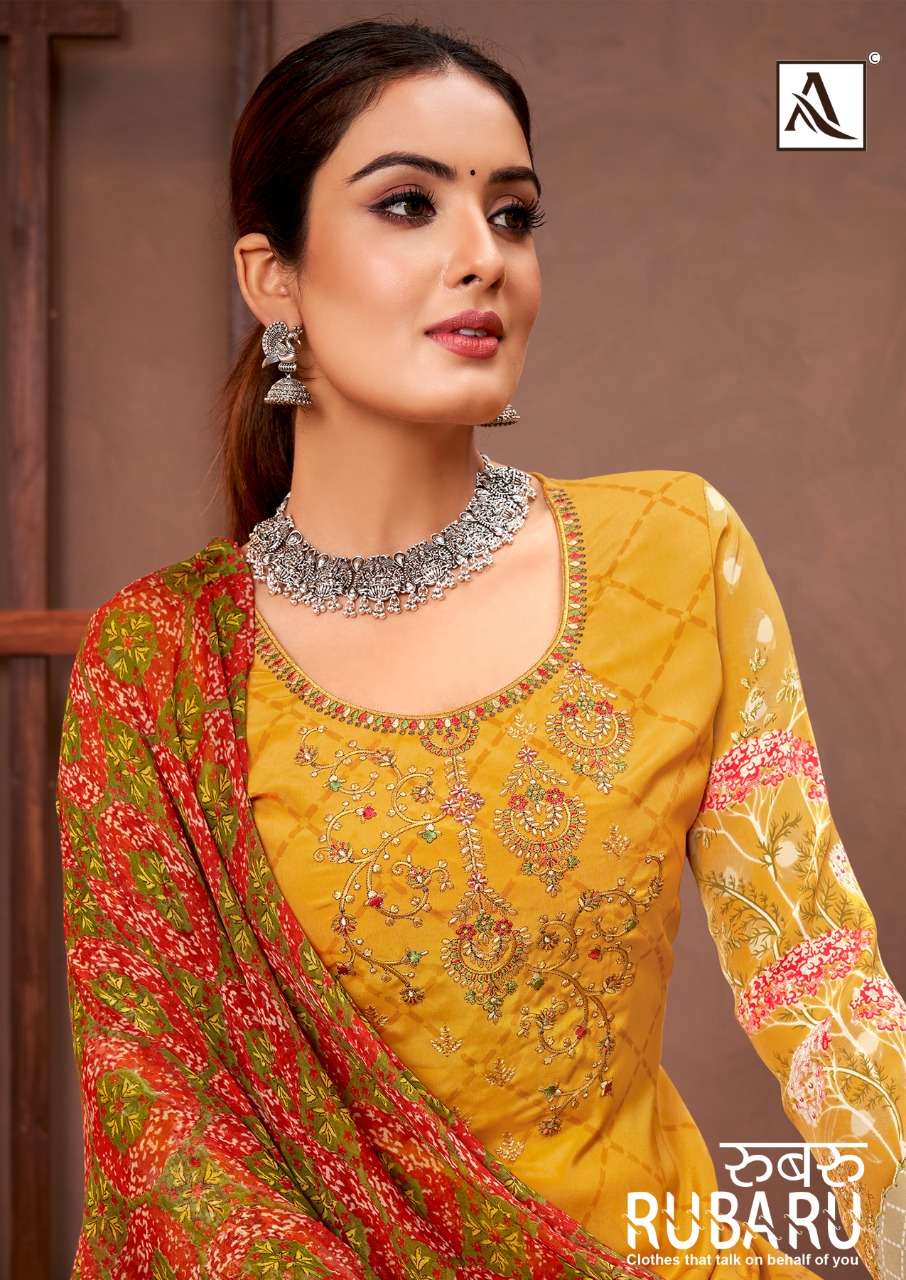 alok suit launch rubaru french pakistani print unstitched salwar kameez 