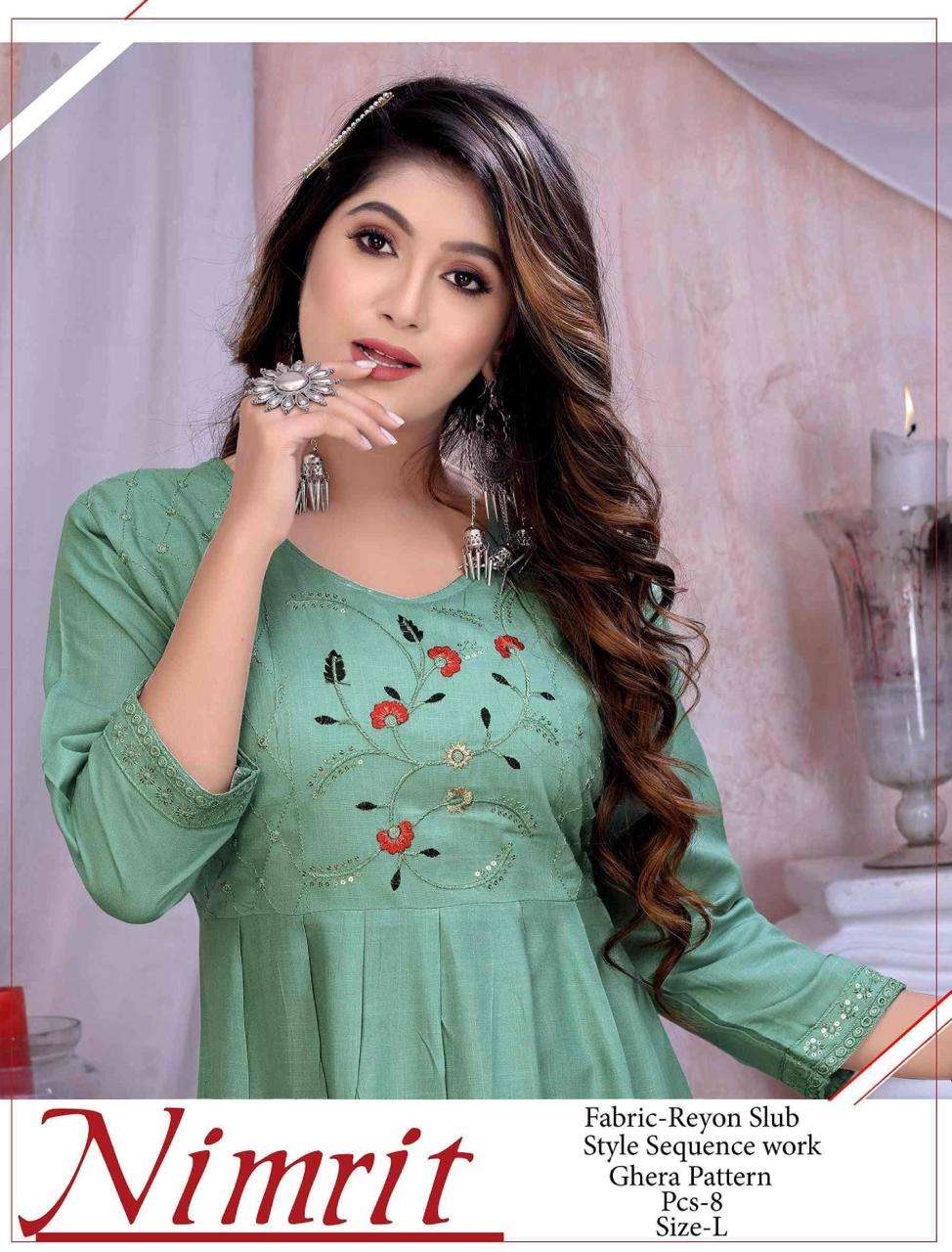 BEAUTY QUEEN NIMRIT V.1 Heavy Rayon Slub KURTI CATALOG WHOLESALER BEST RATE