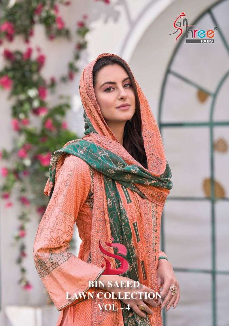 bin saeed lawn collection vol 4 by shree fabs designer printed salwar suit