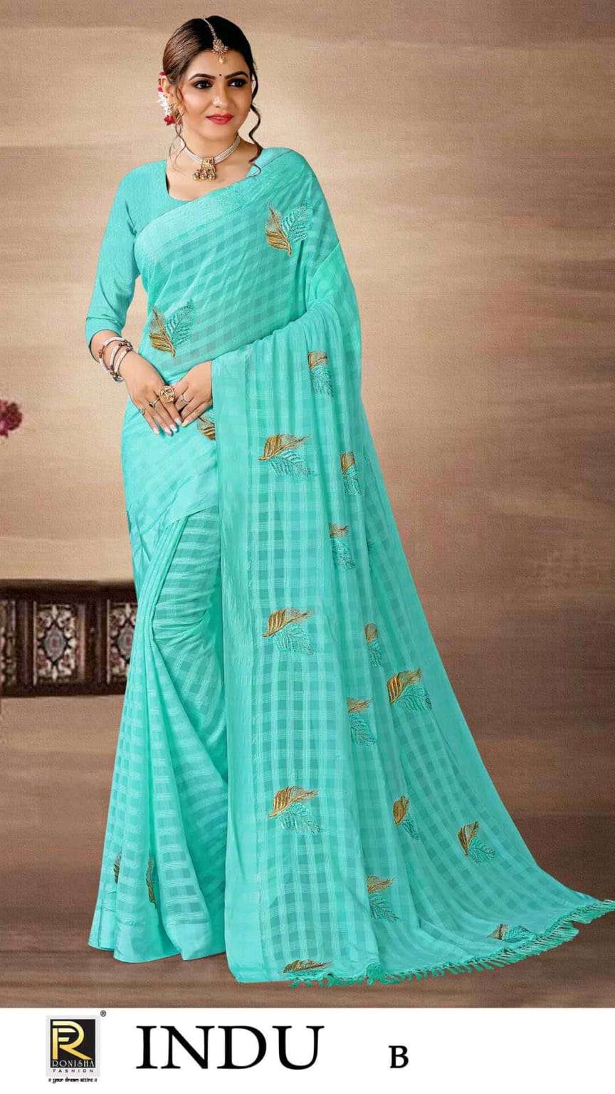 Indu by ranjna saree work butta siroski diamond beautiful saree collection 