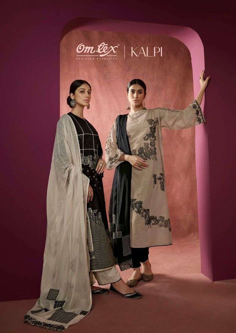 omtex present kalpi 1621 ab unstitch linen cotton digital print top with bottom and dupatta