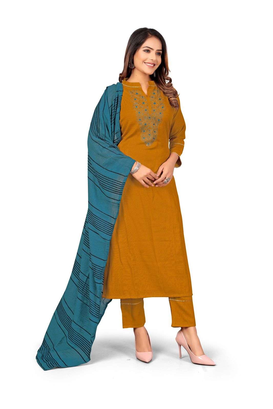 pr 1054-1058 readymade combo set womens top bottom with dupatta 