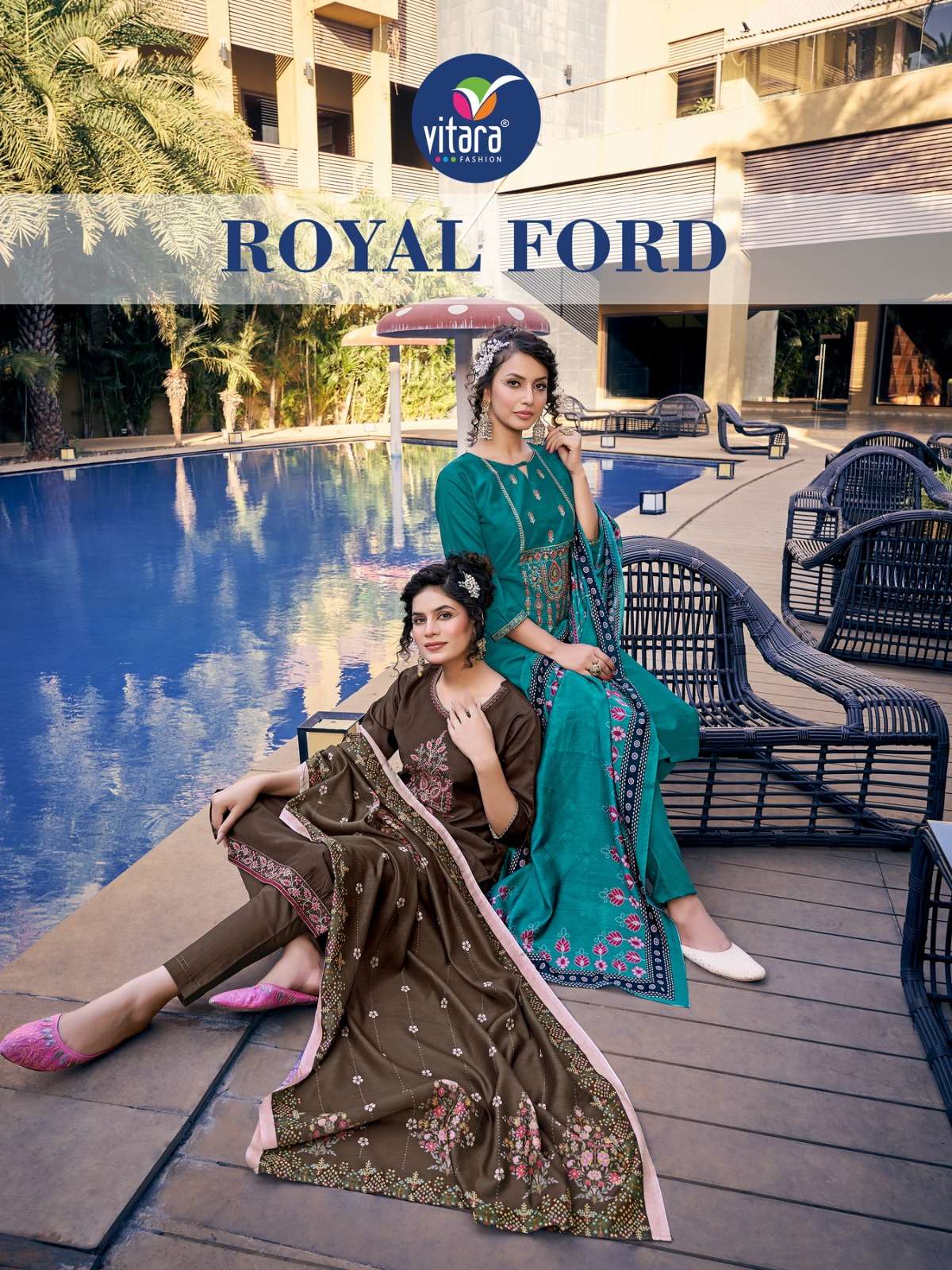 royal ford by vitara viscose readymade kurti with pant & dupatta set