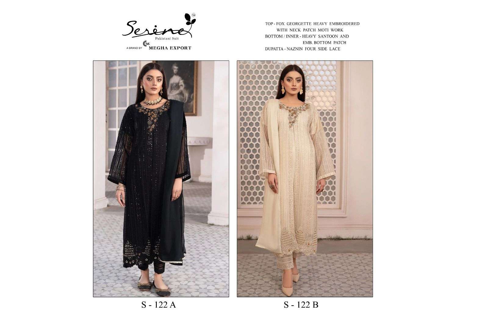 serine s 122 ab pakistani dresses white and black 