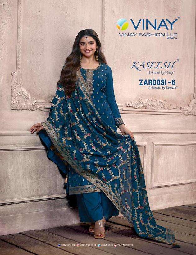 vinay kaseesh zardosi vol 6 unstitch dola jacquard salwar kameez material