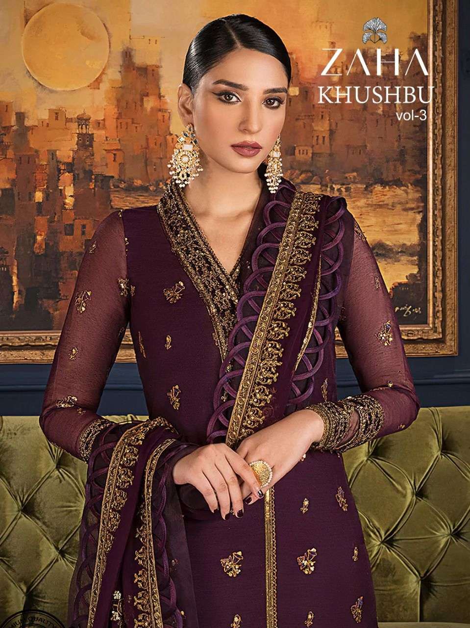 zaha khushbu vol 3 heavy embroidery pakistani suit collection