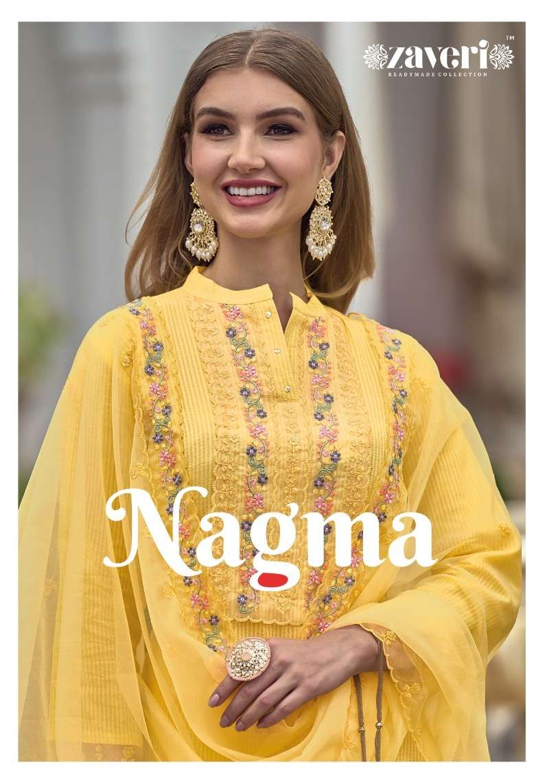 zaveri present nagma 1121-1124 readymade pure cotton kurti and pant with dupatta