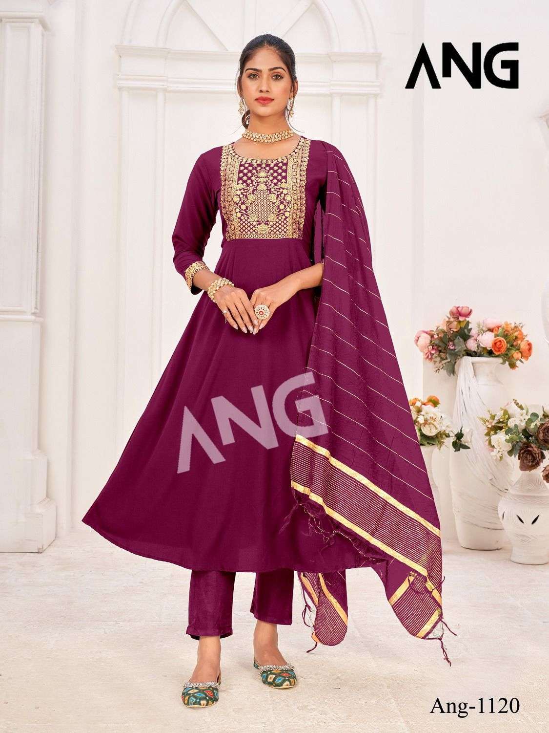 ang 1120 top with dupatta and pant set at best rate 