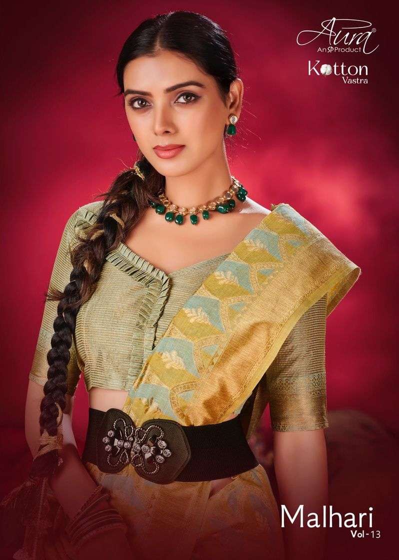 aura malhari vol 13 kotton vastra designer traditional saree collection