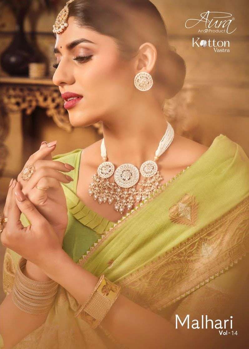 aura malhari vol 14 kotton vastra function wear saree collection